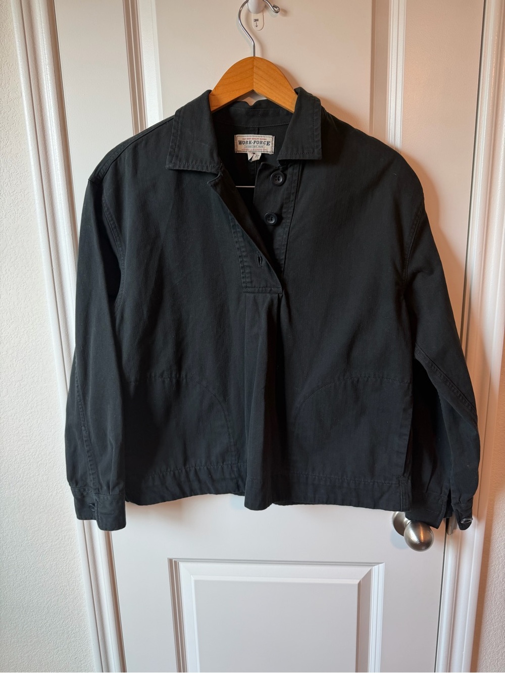 Gap Black Utility Quarter-Button Blouse 100% Cotton